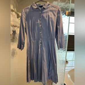 Ann Taylor Blue Pinstripe Fit and Flare Dress